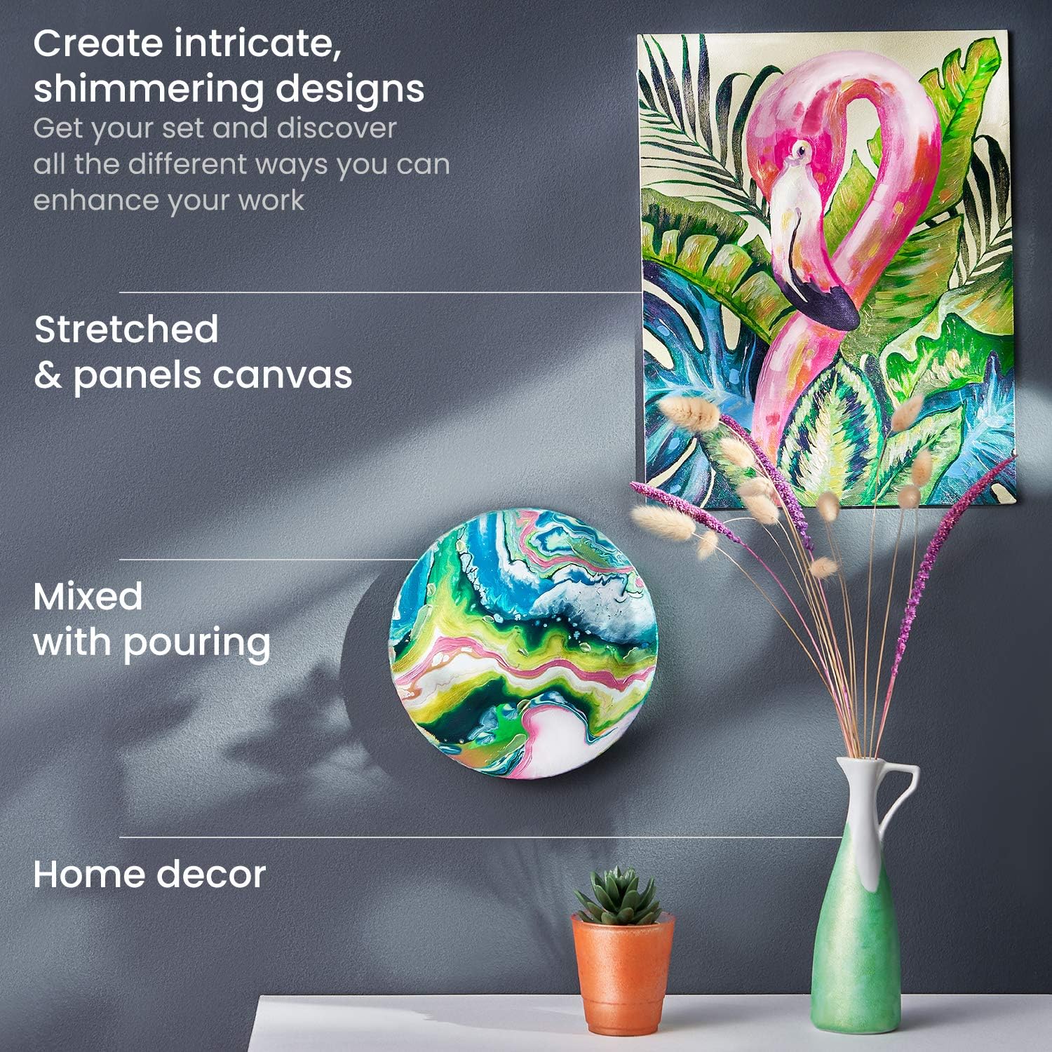 Arteza Metallic Acrylic Paint, Set of 8 Floral Brilliance Colors 4.06oz Tubes, Rich Pigments, Non Fading, Non Toxic Paints for Artists & Hobby Painters, Art Supplies for Canvas Painting & Crafts: Home Improvement