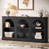 Tribesigns Black Console Table with Storage, 63" Long Arched Entryway Table | 3 Tier Wooden Farmhouse Rectangular Sofa Table Behind The Couch for Entrance, Hallway, Foyer, Living Room