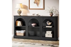 Tribesigns Farmhouse Console Table, 63-Inch Long Entryway Table with 3 Tier Storage, Wooden Rectangular Sofa Table Behind The Couch for Entrance, Hallway, Living Room, Black