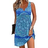 Ekouaer Women's Tank Nightgown V Neck Sleepshirts Soft Sleeveless Chemise Nightdress S-XXL