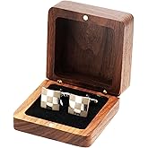 COSISO Small Vintage Rustic Black Walnut Wooden Cufflinks Gifts Box for Men,Cuff Links Display Storage Case