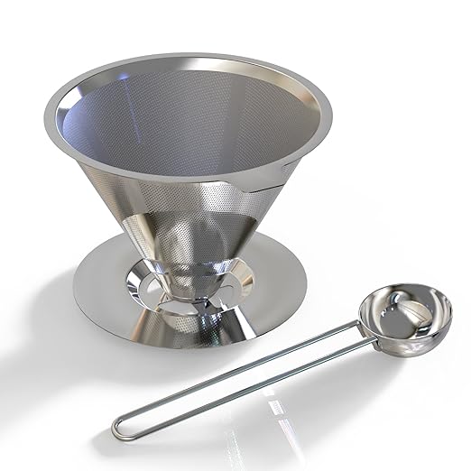 Reusable Paperless Stainless Steel Pour Over Coffee Filter Single Cup