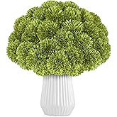 LPREUTWN 36 Pcs Artificial Chrysanthemums Flowers Green Ball Flower Silk Fake Mums Flowers for Home Decor Outdoor Wedding Floral Arrangement St Patricks Day Table Centerpiece
