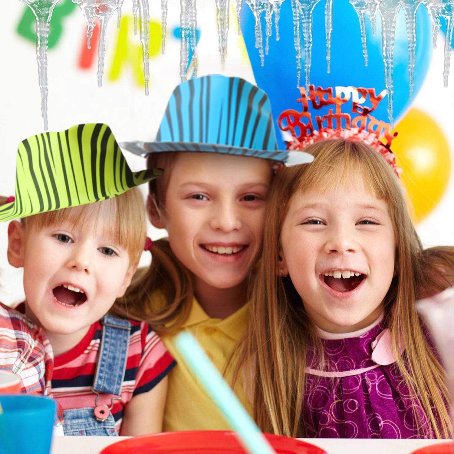 Novelty Place Neon Animal Print Plastic Party Hats, Fedora with Gangster Mafia Style, UV Blacklight Glow Party Stars Rave Hats for Kids and Teens in Birthday, Concerts, Music Party(Pack of 12): Toys & Games