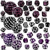 Libima 3 Set Complete D3-D100 Polyhedral Dice Set 100 Sided Dice Multisided D100 Dice for Role Playing Table Games Party (Black & Purple, Black & White, Purple & White)