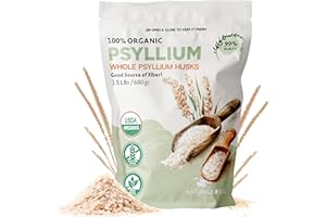 NaturaleBio Whole Psyllium Husk. 1.5lbs. 99% Pure Psyllium Seed Husks. Natural Fiber Supplement. USDA Organic Certified. Produced in India. Gluten Free, Keto, Paleo, Vegan Diets. Probiotics