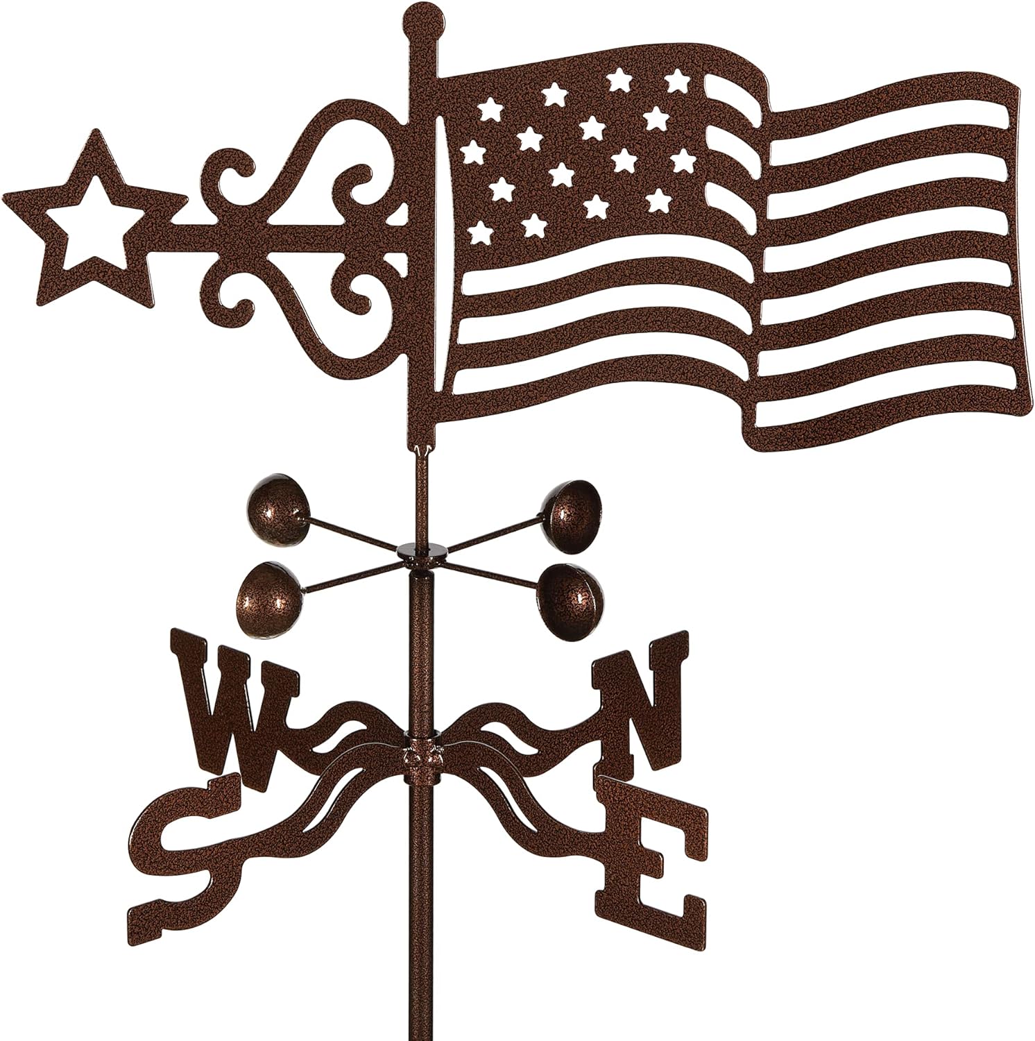 Weathervanes - EZ Vane Steel USA Flag Weathervane 21” Height, Includes Metal Deck Mount, Wind Cups & Brackets | Hand-Crafted and Family-Owned, Made in The USA with Triple Powder Coating, Limited