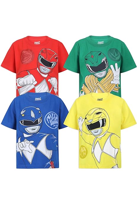 Boys’ Short Sleeve T-Shirt 4 Pack for Little Kids – Red/Yellow/Blue/Green