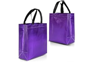 Nush Nush Purple Gift Bags Medium Size – Set of 12 Shiny Purple Reusable Gift Bags With Handles - Goodie Bags, Birthday Gift Bags in Bulk, Party Favor Bags, Goody Bags – 8Wx4Dx10H Size