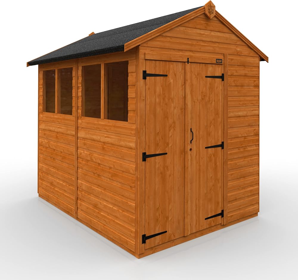 TigerFlex Shiplap Apex Shed 8x6 ft Double Door Red Cedar Garden Wooden
