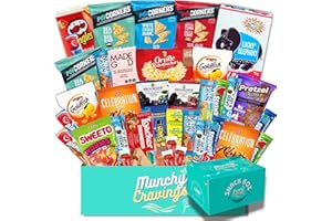 MunchyCravings Snack Box Variety Pack (40 Count), Care Package for Adults & Teens – Chips, Cookies, Bars – Gift, Movie Night,
