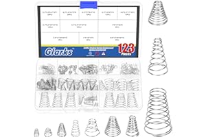 Glarks 123pcs 0.3/0.5/0.7/0.8/1mm Tower Conical Spring Set, 10 Sizes Taper Pressure Return Spring, Conical Cone Compression S