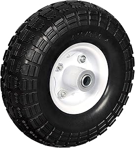 Professional EZ Travel Collection, Heavy Load Flat Free Extra Wide Wagon Dolly Cart Tire (10" / 5/8" Center Hold Shaft)