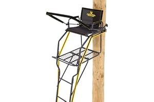 RIVERS EDGE ARDISAM Rivers Edge® Jumbo Jack™ LS 1-Man Ladder Stand, 19’ Height, Lockdown™ Strapping System, Wide Flip-Up TearTuff™ Mesh Seat, Jumbo Platform, Flip-Out Footrest, 2-Way Adjustable Shooting Rail, RE676