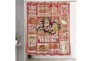 VIGKOIR Red Football Shower Curtain 72 x 60 Inch, Football Team Color Curtain Gifts for Fans Bathroom Decor