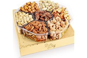 ROSIE & JOY Gourmet Mixed Nuts Gift Basket | Christmas Gift Platter Includes 7 Assortments of Delicious Premium Nuts, Ideal for Christmas, Corporate Gifts & Special Occasions