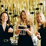 YAAVAAW Glitter Gold Tinsel Curtain 2 Pack 3.2x8.3ft Backdrop Door Fringe view 7
