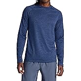 Gaiam Mens Power Long Sleeve Crewneck Top, Standard Fit, Stretch Heavyweight Fleece Material