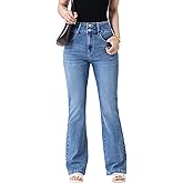 Kereya Women's Wide Leg Flare Jeans,High Waisted Baggy Stretch Denim Pants