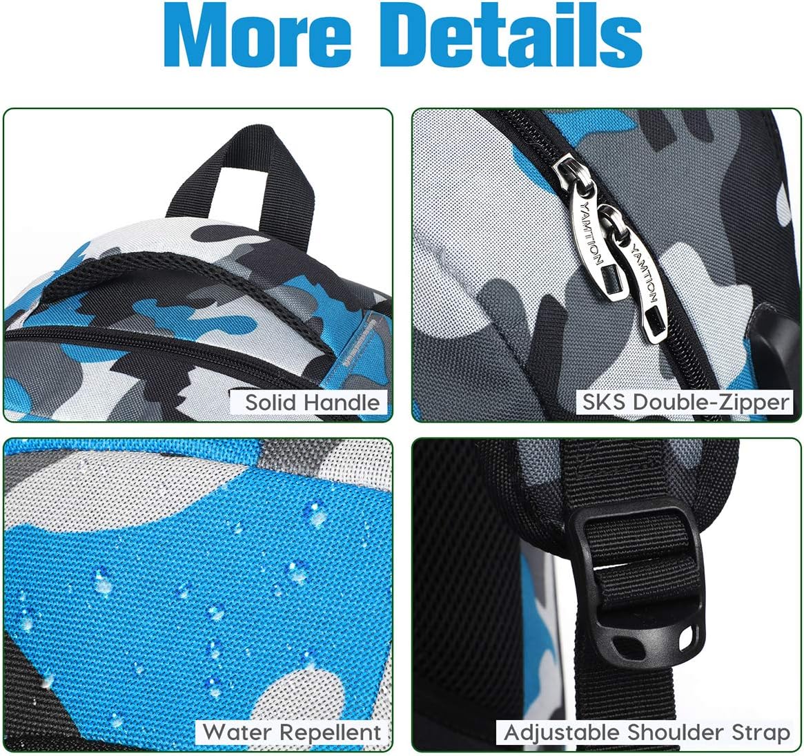 Laptop Backpack School Backpack Computer Backpack with Laptop Compartment and USB Charging Port (B6-Camouflage Blue, 15.6 inch) - Image 5