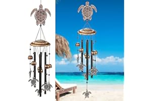 VP Home 32" H Rustic Sea Green Tribal Turtles Wind Chimes for Outside Unique Sea Turtle Windchimes for Outdoor Decoration and Garden Decoration, Gift for Women, Mom, Grandma, Unisex