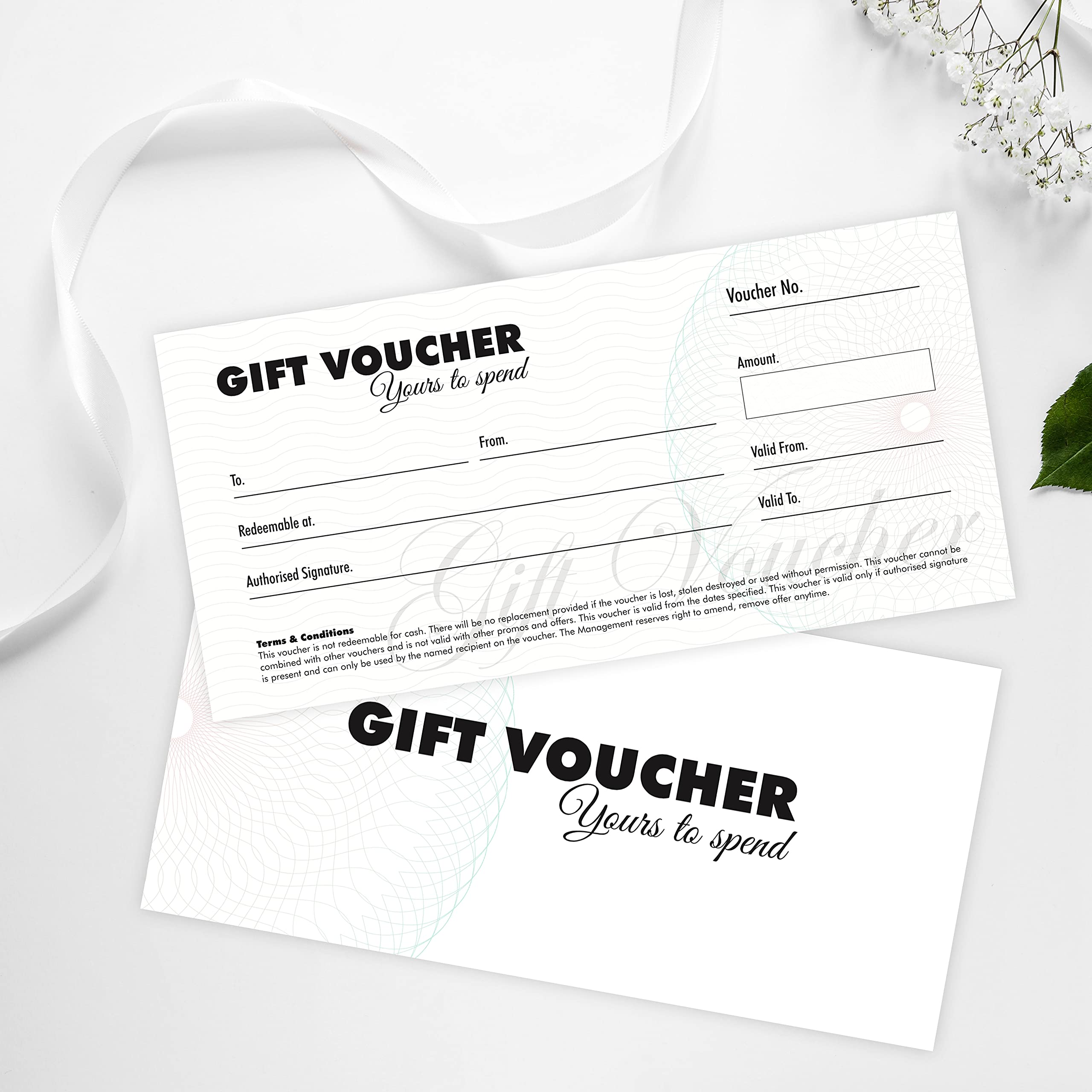 x25 Blank Gift Voucher Coupon Card Certificate For Business Shops Events & Occasions