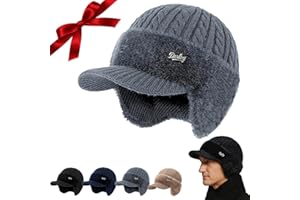Torocky Trapper Hat with Ear Flaps and Wool Brim, Windproof Water-Resistant Hat, Faux Fur Lined for Men & Women