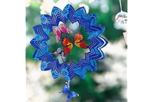 GYOTHRIG Wind Spinners Home Garden Decor, 12" Patio Yard Backyard Outdoor Art Outside Decorations 3D Butterfly Metal Stainless Steel Decoration, for Lawn Hanging Pinwheels Crafts Ornaments