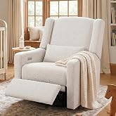 Madaha Power Recliner Chair Swivel Gilder Rocking Chairs Skin-Friendly | Power Recliner Nursery Chair for Adults with Waist Pillow, USB Charging, Beige, Only Recliner Chair