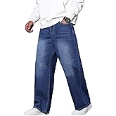QGRSWBC Mens Baggy Jeans Loose Fit Denim Jeans Wide Leg Hip Hop Pants Y2K Skater Trousers Streetwear