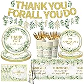 We Appreciate You Decorations - Sage Green Thank You Party Plates,Napkins,Banner Spring Eucalyptus Thank You for All You Do Table Decoration for Employee Teacher Graduation Appreciation Party