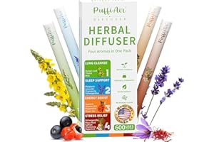 PUFFIAIR Herbal Diffuser Pens, 4-Pack Aroma Inhalers with Mullein, Lavender & Caffeine