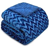 Whale Flotilla Faux Fur Sherpa Throw Blanket for Couch Sofa, Cozy Reversible Fuzzy Fluffy Plush Throws for All Season, Warm and Soft, 50x60 Inch, Royal Blue
