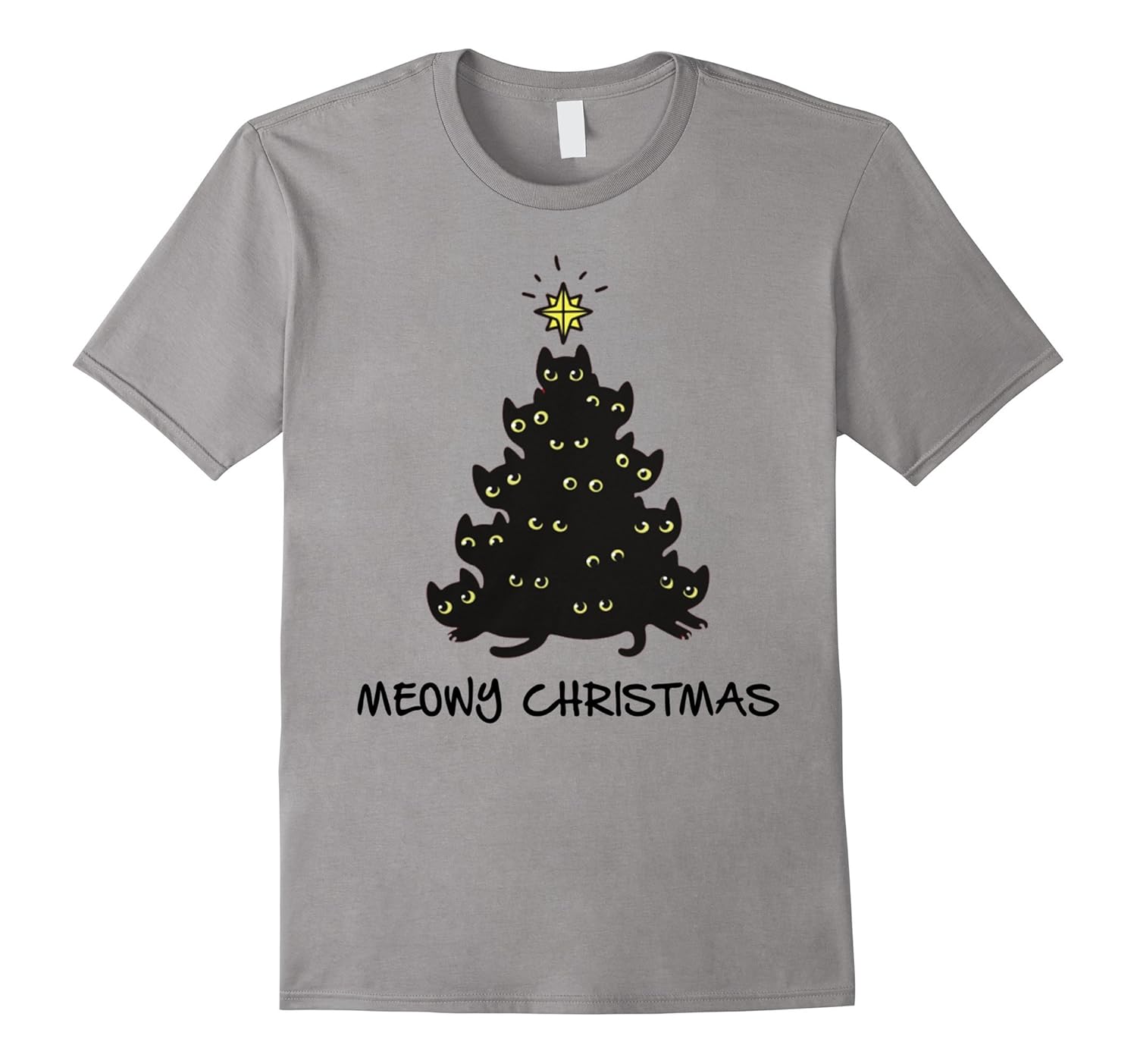 Christmas Tree Black Cat T Shirt-Art