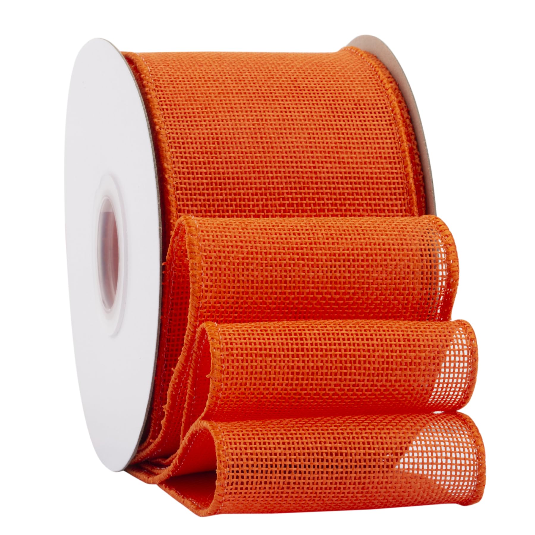 Ribbonitlux Orange Burlap Wired Ribbon, 75mm x 18 Meters, Wired Edge Burlap Ribbon for Gift Wrapping, Big Bow, Wreath, and Christmas Tree Decoration