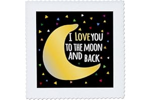3dRose Love You to The Moon and Back-Cute Saying with Triangle Stars-Quilt Square, 6 by 6-inch (qs_202102_2)