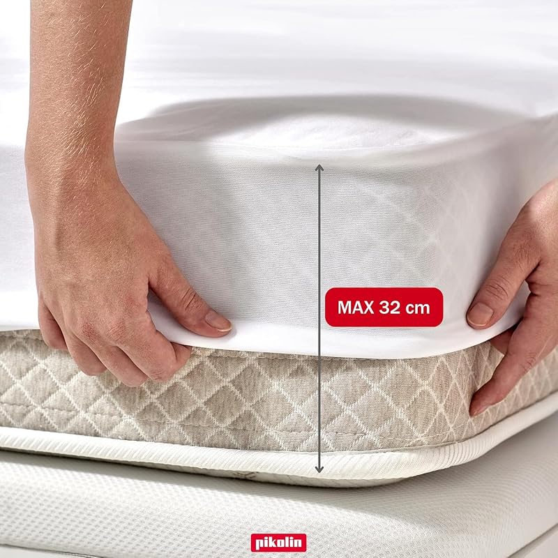 Pikolin home - protetor de colchão impermeável acolchoado e respirável silktouch, certificado oeko-tex, para 90 camas, até 32 cm de altura - capa de colchão 90 x 190/200 cm