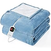 Homemate Electric Heated Blanket Twin - 62"x84" Heating Bed Blankets Throw with 10 Heating Levels 8 Hours Auto Off Fast Heati