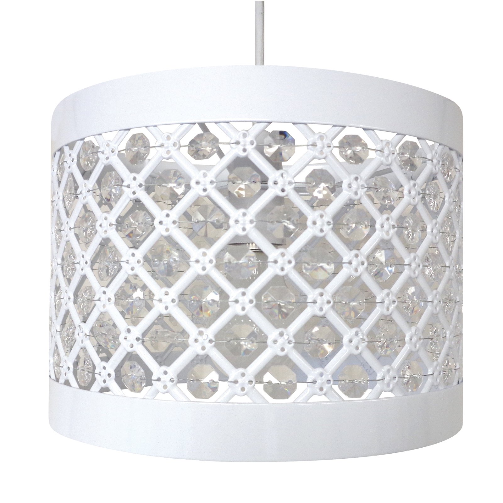 Moda Sparkly Ceiling Pendant Light Shade Fitting, Metal, White
