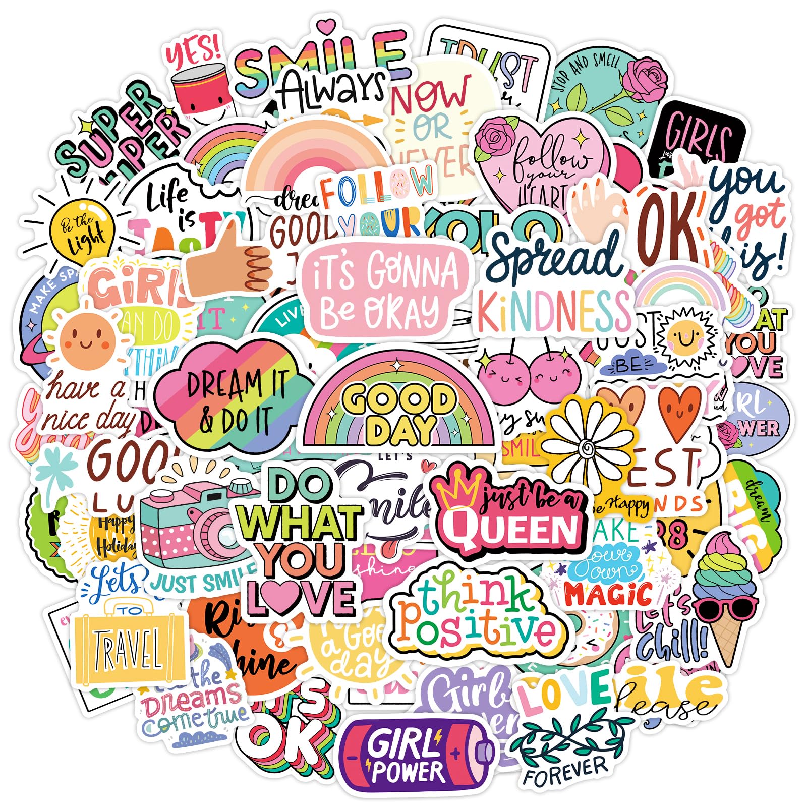 Photo 1 of YAMIOW 160pcs Cute Positive Words Stickers for Kids Teens Adults, VSCO Trendy Stickers for Girls, Inspirational Stickers for Water Bottle Laptop Scrapbooking, Waterproof Vinyl Stickers Pack