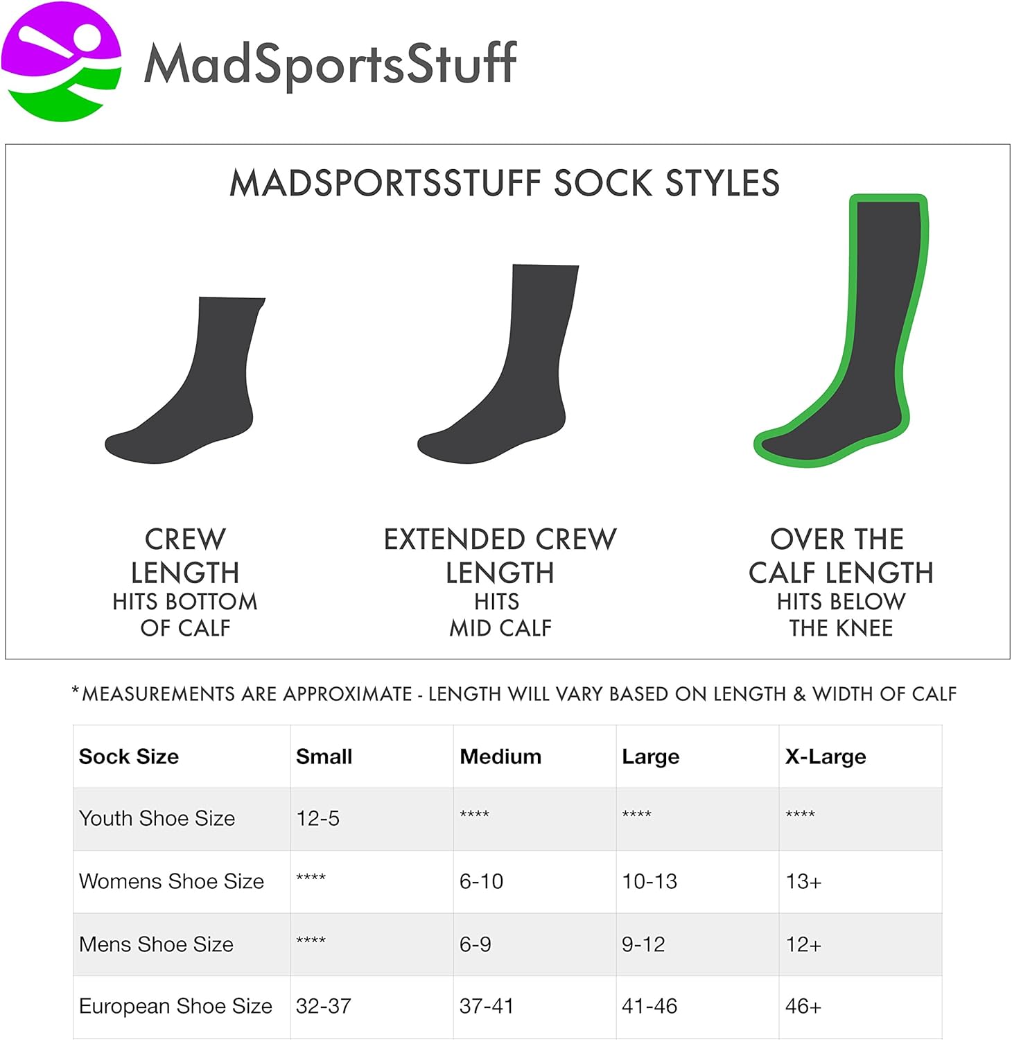 MadSportsStuff Crazy Soccer Socks with Soccer Balls Over The Calf (Multiple Colors) : Clothing
