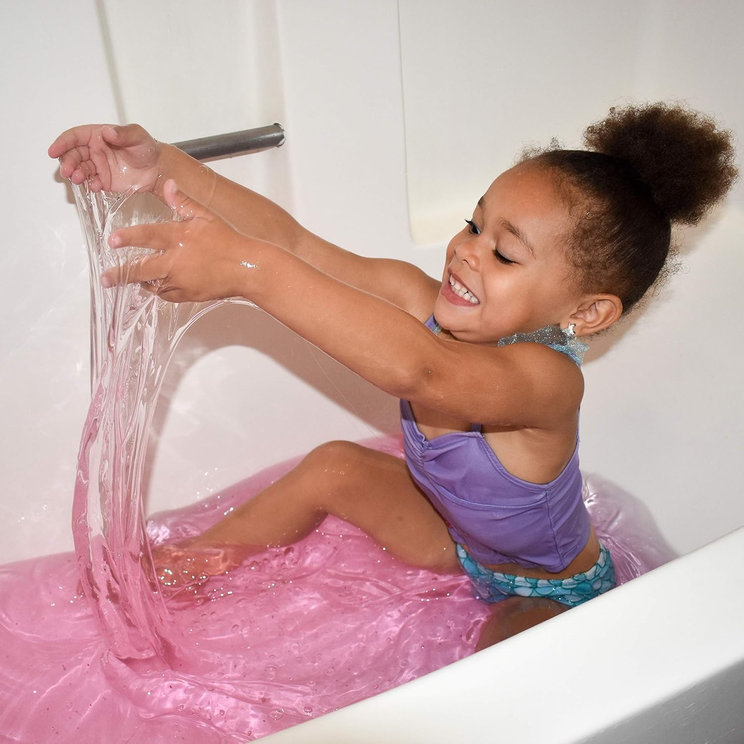 ZIMPLI, Eco Glitter Slime Baff Pink, 1 Bath or 4 Play Uses, Magically turns water into gooey, glittery slime - Image 3