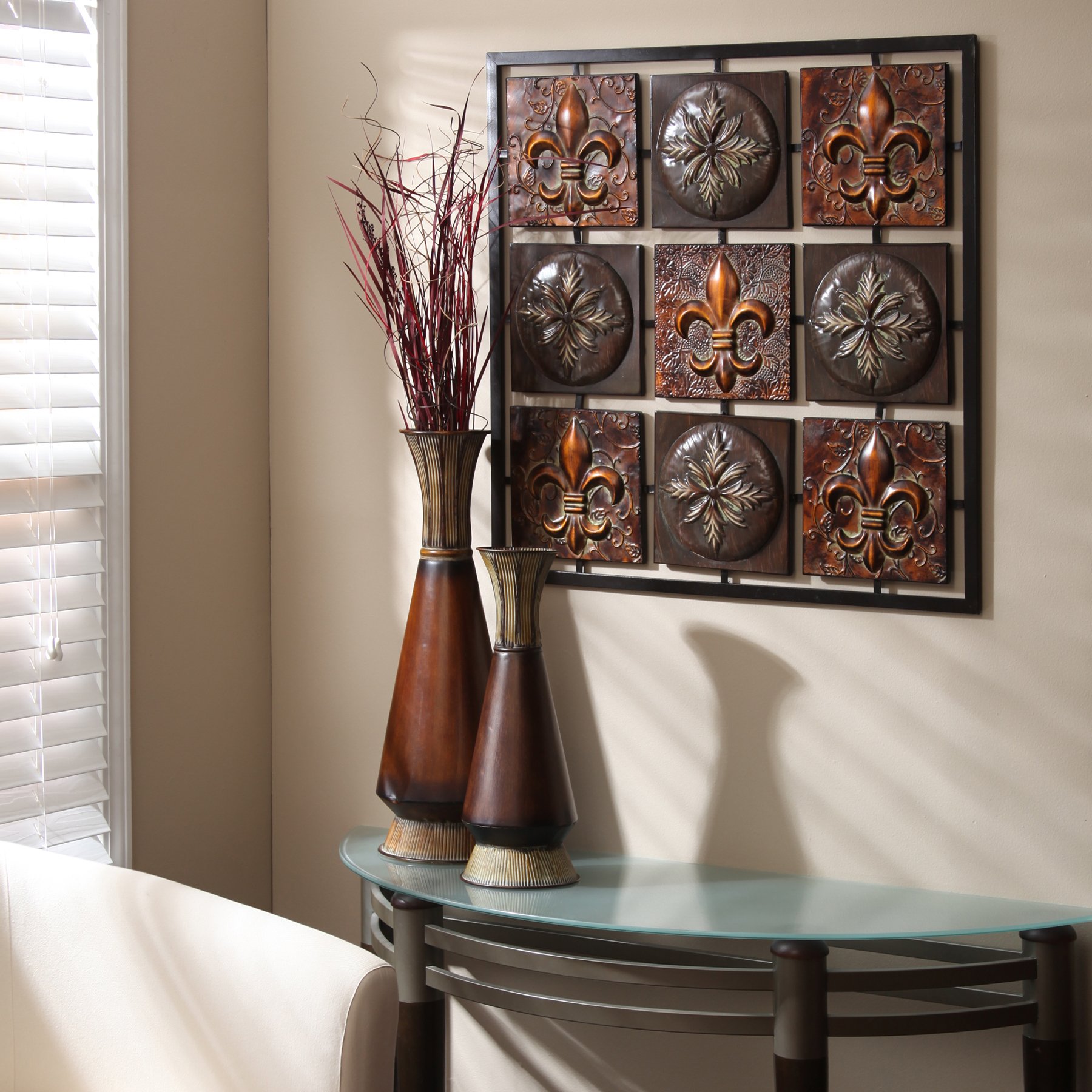 Hosley 24 Inch High Brown and Cream Floor Vase Ideal Gift for Wedding