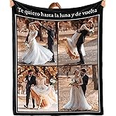 Bemaystar Custom Photo and Text Blanket - Personalized Gifts for Men Women Family, Collage Blanket, Custom Blankets, Personalized with Photo, Father's