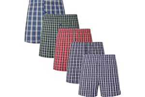 JupiterSecret Men's 100% Cotton Boxer Shorts, Men's Classic Fit Woven Underwear, 5 Pack / 10 Pack