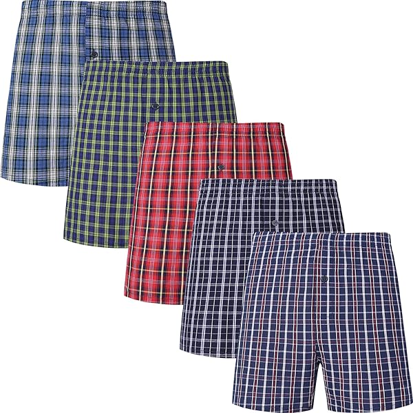 JupiterSecret Men's Boxers Underwear 100% Cotton Woven Boxers for