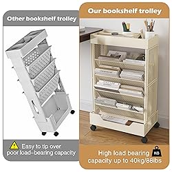 COVAODQ Book Cart with Wheels Mobile Bookshelf
