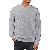 JMIERR Mens Crewneck Sweatshirt Casual Long Sleeve Texture Pullover Shirt for Men