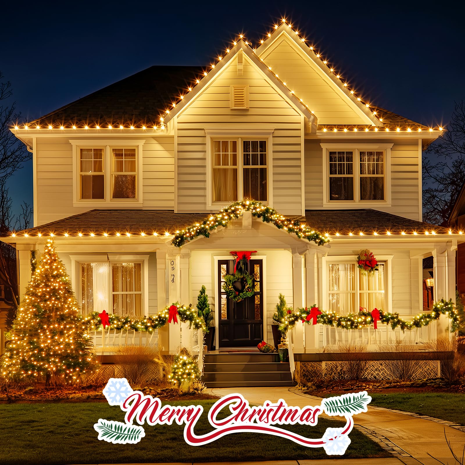 Vintage C9 Christmas Lights Outdoor, 50 FT C9 String Lights with 50 Clear Bulbs, Waterproof Christmas Tree Light for Outdoor Indoor Xmas Roofline Backyard Garden Patio Home Holiday Decor, Green Wire