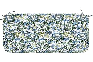 Magpie Fabrics Patio Bench Cushion Cover 42x18x3 Inch, NO Insert! Water Resistant UV Protection Outdoor Swing Loveseat Replacement Cover with Zipper, (Botanical Blue Green)